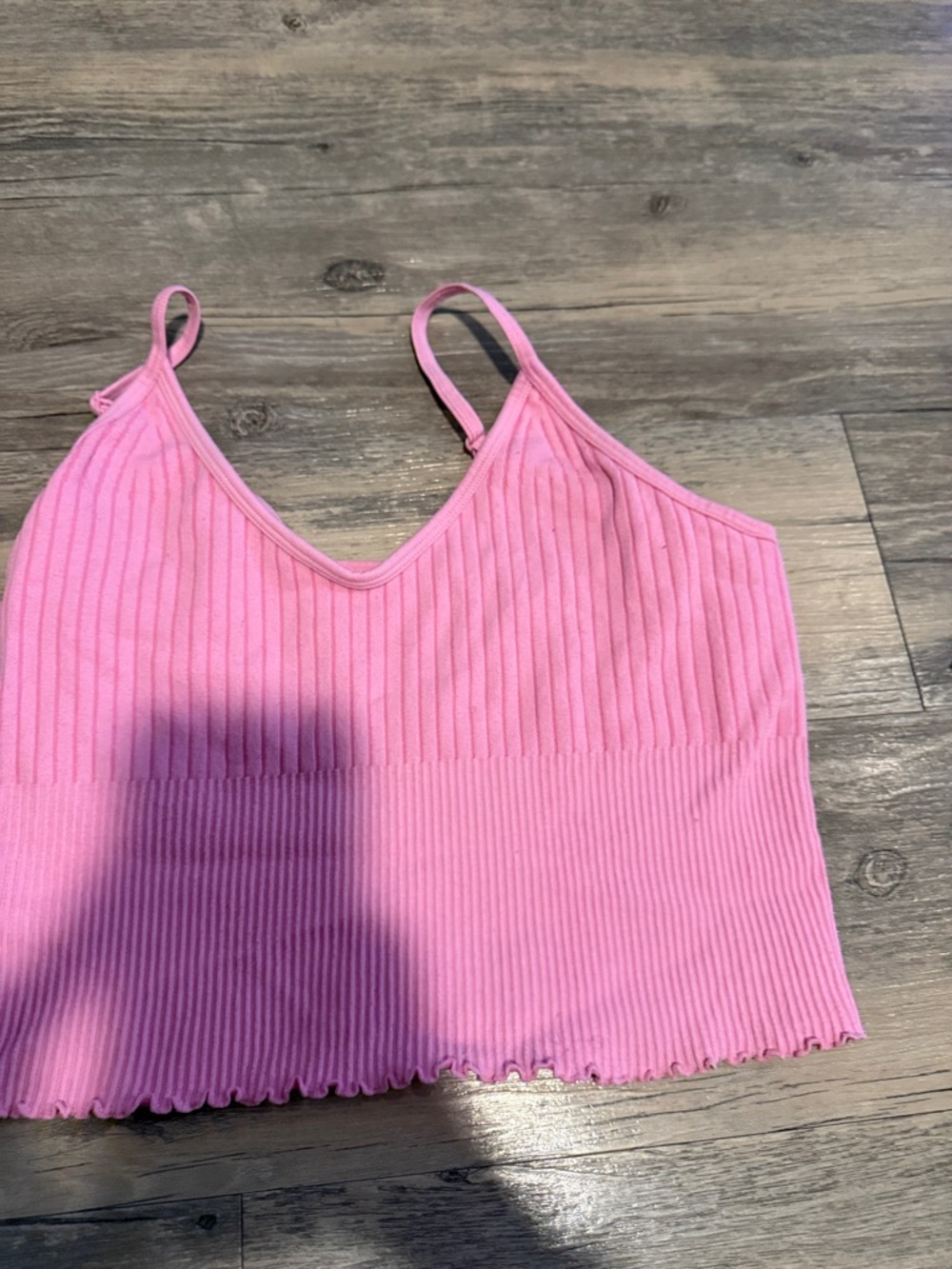 No Boundaries Pink Ribbed V-Neck Cami
